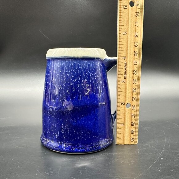 Vintage Art Pottery Mug Whitefish Montana Blue Drip Glaze 2004 Handmade Cup - Picture 10 of 11